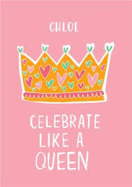 Image result for queen elizabeth activity sheets. Personalised Name Celebrate Like A Queen Birthday Card Moonpig