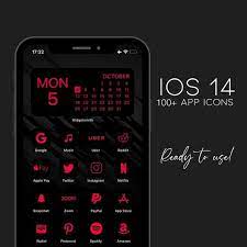 Ios 14 App Icons Red Black App Covers Custom Your Home Etsy Black App App Covers App Icon