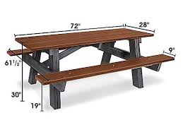 A Frame Recycled Plastic Picnic Table 6 Brown H 2563br Uline In 2020 Plastic Picnic Tables Picnic Table Table