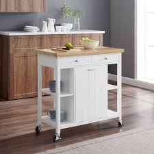The home depot select kitchen island on sale carson carrington vannasberget kitchen island on sale overstock 28750027. Better Homes Gardens Michael Wood Kitchen Cart With Bamboo Top Multiple Finishes Walmart Com In 2021 Kitchen Cart Tiny House Kitchen Wood Kitchen