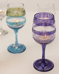 My version of the candle holders. Spice Up Wine Glasses To Parties Diy Wine Glasses Projects Pretty Designs
