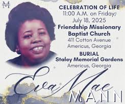 Eva Mae Mann, age 79, of Americus Georgia passed away