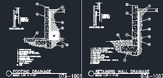 Retaining walls are used to make a transition in finish grade elevations; Retaining Wall Drainage Details Cad Files Dwg Files Plans And Details