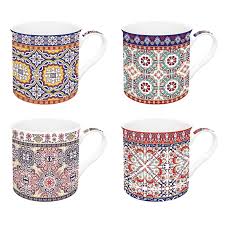 The mugs can be used to have coffee or tea or any of your favorite drinks. Set 4 Porcelain Mugs 300 Ml In Gift Box Morocco Easylife Boutique