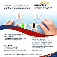 Lowongan kerja bandung full time juga menjanjikan gaji yang lebih besar daripada jenis pekerjaan lainnya, serta jenjang karir yang lebih bagus. Lowongan Kerja Business Relationship Administration Staff Mandiri Utama Finance Jombang