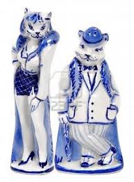 Saltshakers Look Like Lady Cat And Man Cat In White Blue Colors Salt And Pepper Set Stuffed Peppers Blue China