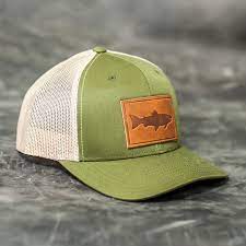 Leather Patch Trucker Style Hats Fish Logo Leather Patches Horween Leather Leather