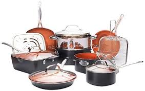 Gotham Steel Ultimate 15 Piece All In One Chef S Kitchen Set With Non Stick Ti Cerama Copper Coating In Ceramic Cookware Set Gotham Steel Copper Cookware Set