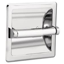 Brass toilet paper holders and made of metal (brass) and finished in polished chrome, brushed nickel, gold, or another metal. Recessed Toilet Paper Holders Bathroom Hardware The Home Depot