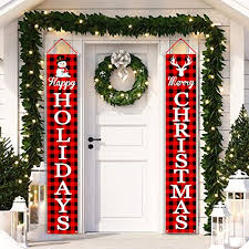 24 best white and red christmas : Christmas Decorations Outdoor Porch Signs Merry Christmas Happy Holidays Red Black Buffalo Plaid Xmas Porch Decorations For Front Door Or Home Apartment Yard Pricepulse