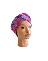 Pink & Blue Tie Dye Braided Turban for Cancer Patients ~ Hair Loss ~ Hijab  ~ Tichel ~ Head Wrap ~ Thinning Hair ~ Chemo Headwear~head Cover
