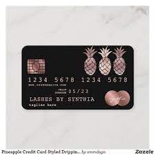 Touch device users, explore by touch or with swipe gestures. Pineapple Credit Card Styled Dripping Gold Zazzle Com Credit Card Design Cards Simple Business Cards