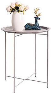 Amazon Com Hollyhome Folding Tray Metal Side Table Sofa Table Small Round End Tables Anti Rust And Waterproof Metal Side Table Round End Tables Coffee Table