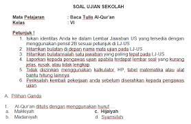 Soal uas btq bta kelas 1 2 3 mi semester 1 ganjil th. Soal Ujian Sekolah Us Uas Btq Kelas 6 Sd Mi Idn Paperplane