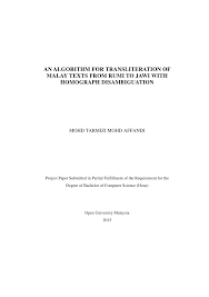 Maybe you would like to learn more about one of these? Pdf An Algorithm For Transliteration Of Malay Texts From Rumi To Jawi With Homograph Disambiguation
