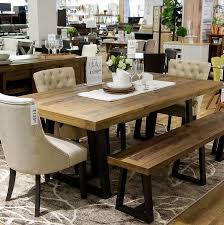 Hudson Dining Table Four Round Back Chairs And Bench Modern Farmhouse Style Home Decor Home Dining Table