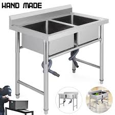 Ebay Sponsored 39x23 5 Two Compartmentkitchen Sink Service Commercial W Backsplash Steel Kitchen Sink Stainless Steel Work Table Stainless Steel Kitchen Sink