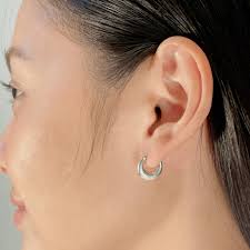 12mm Silver Hoops Simple Hoops Crescent Hoops Silver Jewelry Minimalist  Hoops Silver Ear Hoops Pretty Hoops E575