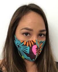 Brown Retro Flower Print Face Mask Triple Lined Reversible Adjustable One  Size Fits All