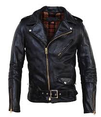 Schott Black Vintaged Leather Motorcycle Jacket With Brass Zippers Leather Jacket Men Leather Jacket Leather Motorcycle Jacket