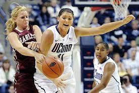 Connecticut S Stefanie Dolson Right And Charleston S Megan Fischer Fight For A Loose Ball During The First Ha Uconn Uconn Womens Basketball Womens Basketball