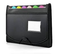 MEKOTRIN Waterproof Accordion File Bag - 12 Pocket Expanding Document  Organizer With Double Zipper & Labels, Black
