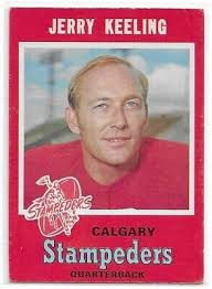 JERRY KEELING 1971 OPC CFL Football card #128 Calgary Stampeders EX+/NR MT 