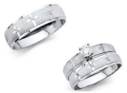 14k Solid White Gold Cross Wedding Band Bridal Solitaire Engagement Ring Set Solitaire Engagement Ring Settings Solitaire Engagement Ring Engagement Rings