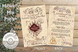 Harry Potter Themed Marauder S Map Wedding Menu Or Program Harry Potter Wedding Invitations Custom Wedding Stationary Harry Potter Wedding Theme