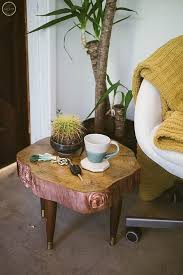 Diy Boho Tree Stump Side Table In 2020 Tree Stump Side Table Boho Diy Table