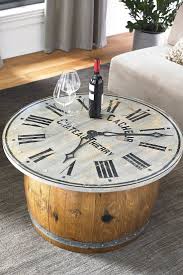 Unique Farmhouse Wine Barrel Clock Coffee Table Winedecor Farmhousehomedecor Vinoplease Coffee Table Farmhouse Table Top Decor Painted Table Tops