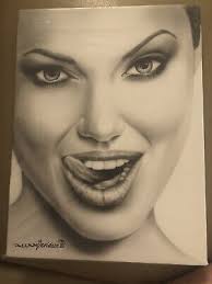 Allan Davidson celebrity artist Angelina Jolie Tongue original print #7.New 