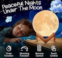 Mind-Glowing Moon Lamp - 3D Moon Night Light for Kids Bedroom - Globe  Nightlight with Multi Color LED, Touch/Remote Control - Birthday Gift for  Any ...
