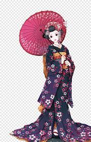 Would you like to learn to draw your favorite cartoon characters? Geisha Illustration Anime Kimono Manga Drawing Japanese Kimono Anime Characters Cartoon Character Purple Png Pngegg