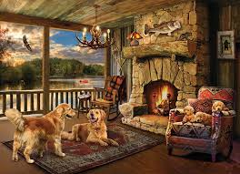 Christmas dog house goldendoodles dog puzzle with photo tin puzl61737. Lakeside Cabin 1000pc Jigsaw Puzzle By Cobble Hill Puzzle Co