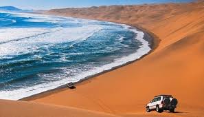 The west margin of the desert runs along with the cold water waves of the atlantic ocean. Namib The Desert Ocean