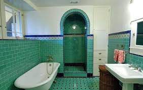 The bathroom art follows the black and white theme, while the cabinet reflects deco styling with its form and engravings. Retro Black And White Bathroom Floor Tile Novocom Top
