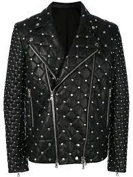 Balmain Studded Quilted Biker Jacket In Black Modesens Leather Jacket Style Studded Jacket Biker Jacket Men