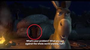 Donkey is indebted to shrek for saving him from some evil knights, so even though shrek doesn't want donkey even sleeps outside when shrek won't let him in; In Shrek Fiona Is Seen As An Ogre Eavesdropping On Shrek And Donkey Moviedetails