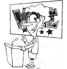 Funny coloring pages are a fun way for kids of all ages, adults to develop creativity, . Vector Of A Cartoon Female Politician Giving A Speech Before An Election Outlined Coloring Page By Toonaday 24672