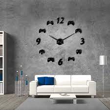 Amazon Com The Geeky Days Video Game Controllers Diy Large Wall Clock Game Room Decor Modern Design Freamless Giant W Wall Clock Game Room Decor Nintendo Room