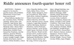 July 2015 Ivie Edward's 4th quarter honor roll Riddle elementary school  mattoon illinois