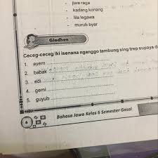 Yaiku ukara kang surasane ngakon, mrentah marang wong liya supaya nindakake kaya isi/surasane ukara mau. Ceceg Ceceg Iki Isenana Nganggo Tembung Sing Trep Supaya Dadi Tembung Saroja 1 Ayem 2 Babak 3 Brainly Co Id