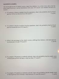 Solved Question 2 5 Points The Blood Glucose Test Of El