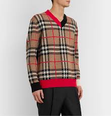 Burberry Checked Merino Wool Blend Sweater