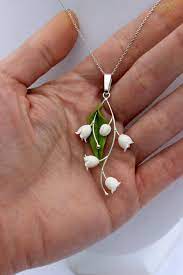 Lily Of The Valley Pendant Silver 925 Spring Gift Jewelry Pendant With Chainlet Plant Jewelry Flower Jewellery Beautiful Jewelry
