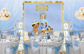 Prince Paisley Baby Blue Gold Baby Shower Decorations Kit