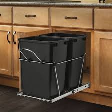 Rev A Shelf Rv 18kd 18c S Double 35 Qt Pull Out Black And Chrome Waste Container Bed Bath Beyond Kitchen Trash Cans Pull Out Trash Cans Rev A Shelf