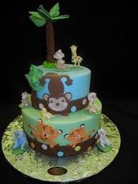 Well, for my daughter's first birthday, we had the local bakery make a cake made out of cupcakes in the shape of a bear and that worked out really well. Safari Animal Theme Baby Shower Cakes Bs019 Circo S Pastry Shop