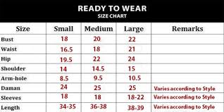 Kurties And Peplums Size Chart Wedding Wear